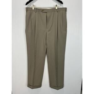 Brooks Brothers Mens Green Madison Fit Flat Front Wool Pants 38W x 32L